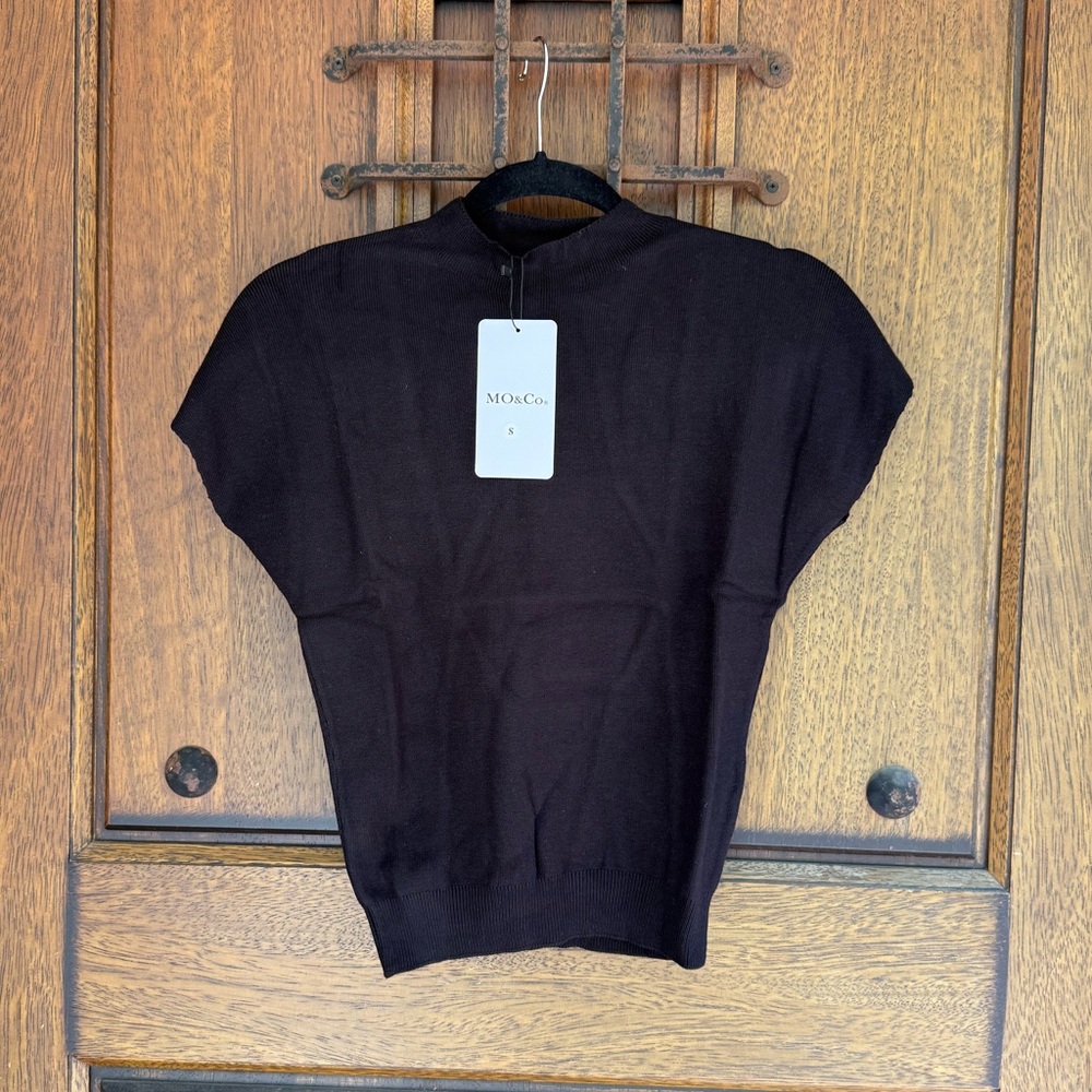 Mo&Co Women's Black Mock Neck Blouse size S